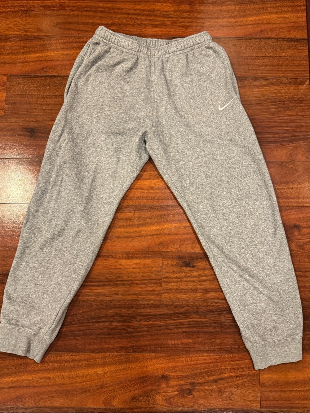 Nike Youth Heather Gray Jogger Sweatpants with White Swoosh